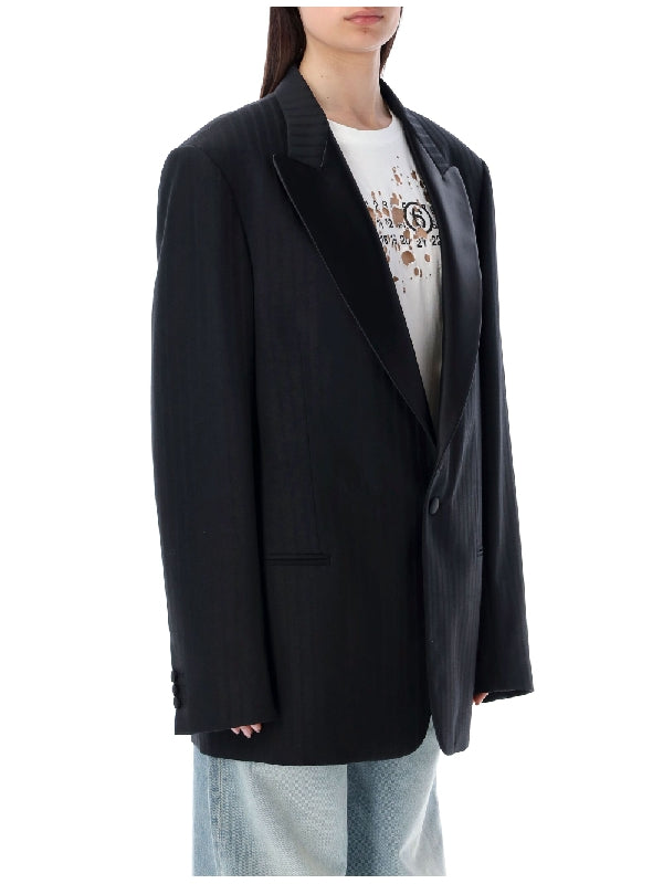 Backstitch Stripe Wool Jacket