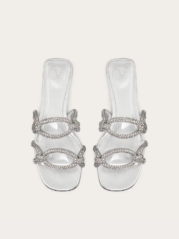 1967 Silver Jewel Transparent Insert Sandals