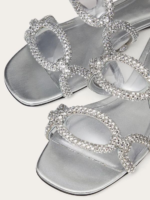 1967 Silver Jewel Transparent Insert Sandals