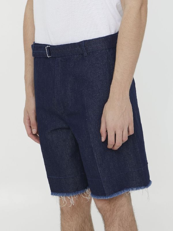 Belted Cotton Linen Bermuda Shorts