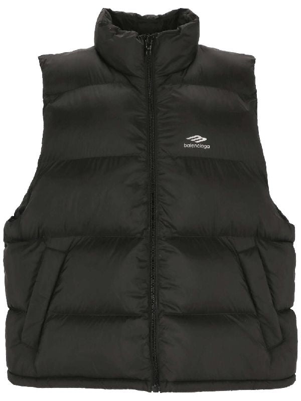 3b Logo Printed High-neck Padded Vest