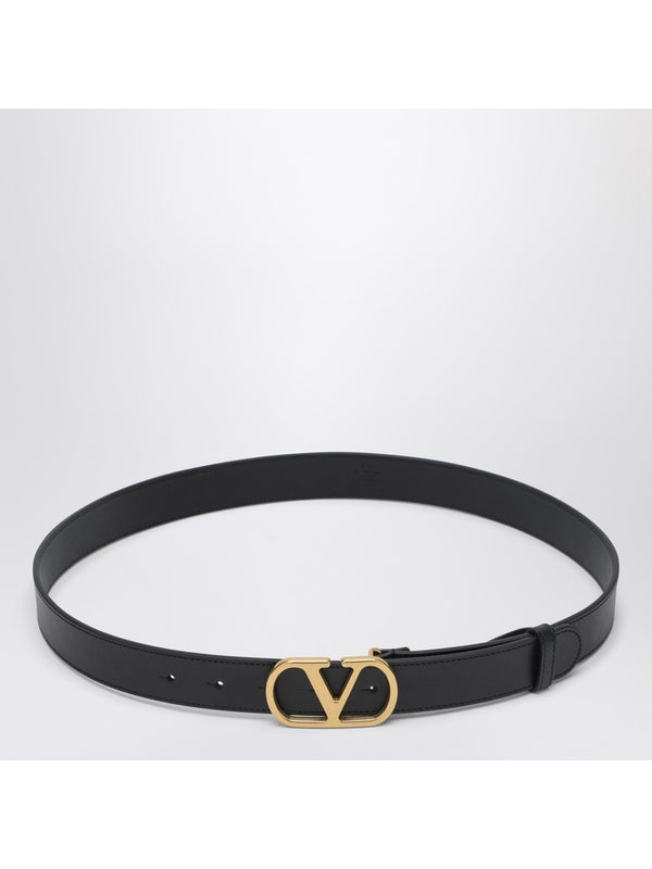 V Logo Leather Belt