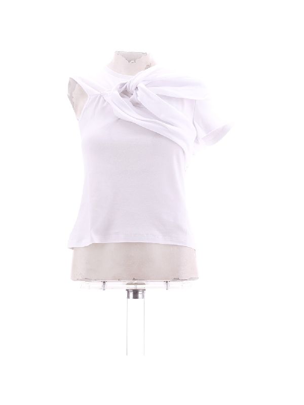 Drape Detail One-Shoulder Cotton
  T-Shirt