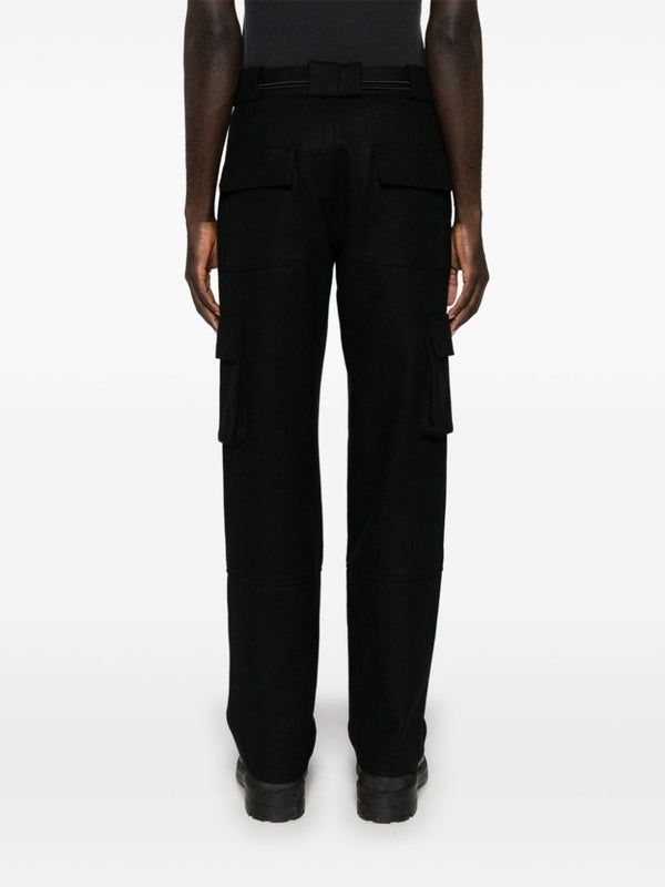 Drawstring Waist Wool Cargo Pants