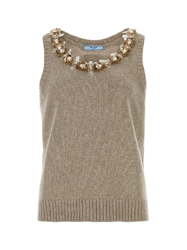 Back Triangle Logo Sequin Neck Sleeveless