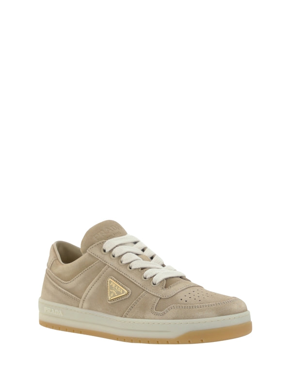 Triangular Logo Suede Low Top Sneakers