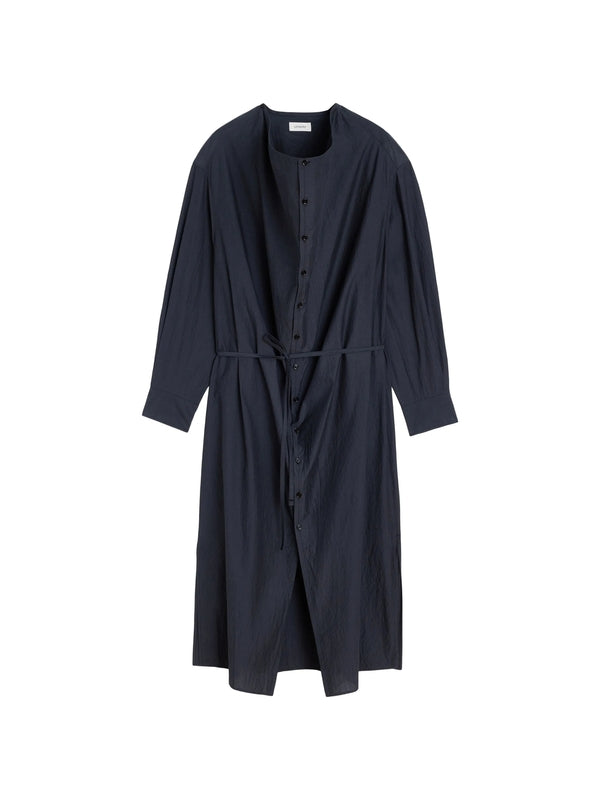 Soft Collar Crepe Cotton Midi Dress