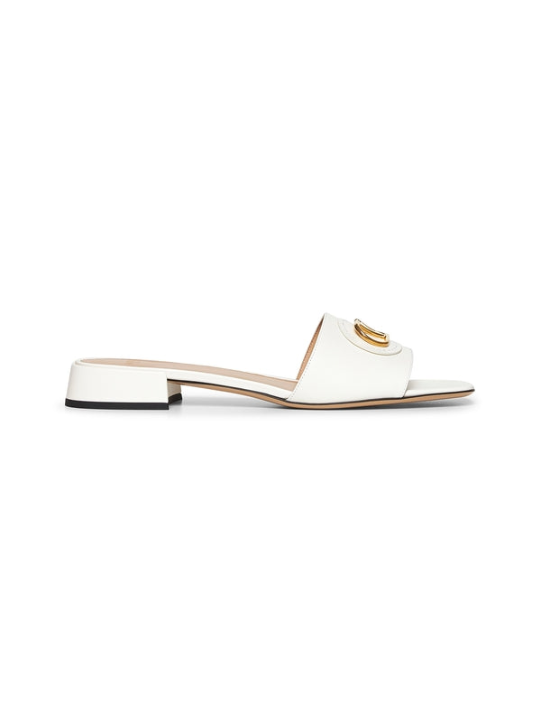 V Logo Decoration Leather Slide