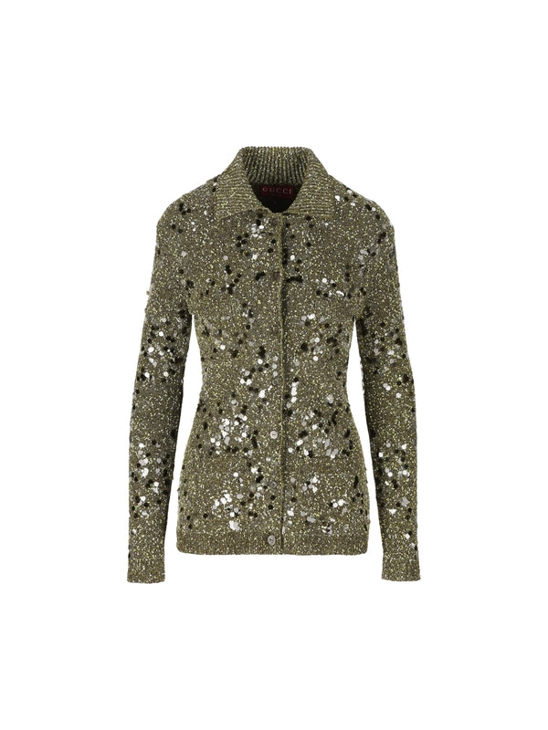 Sequin Embroidered Tweed Cardigan