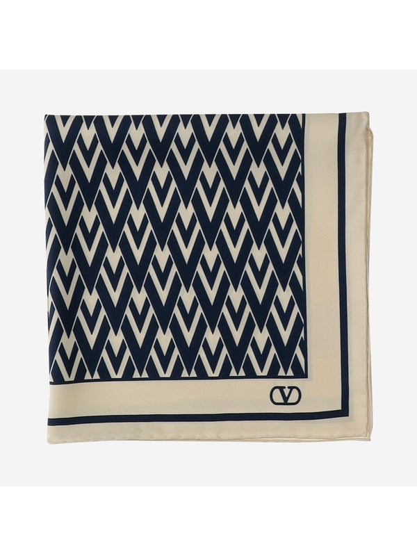 V Logo Jacquard Pattern Silk Scarf