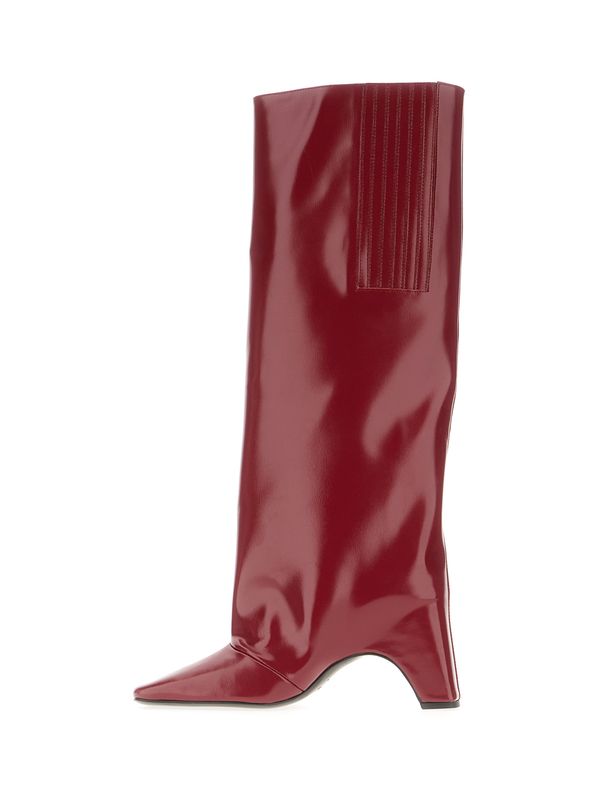 Bridge Glossy Leather High Boots Heel