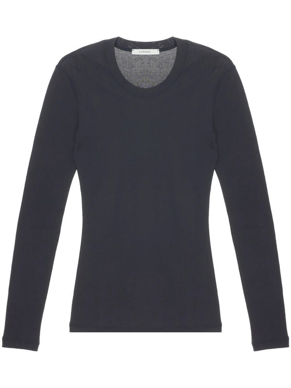 Crewneck Long-sleeve Cotton Top