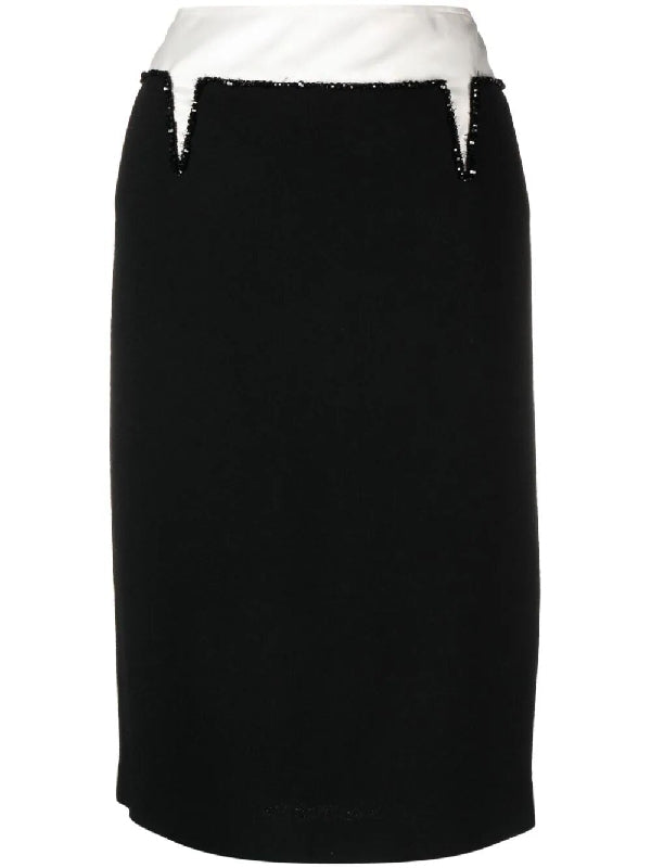 Layer Wool Pencil Skirt