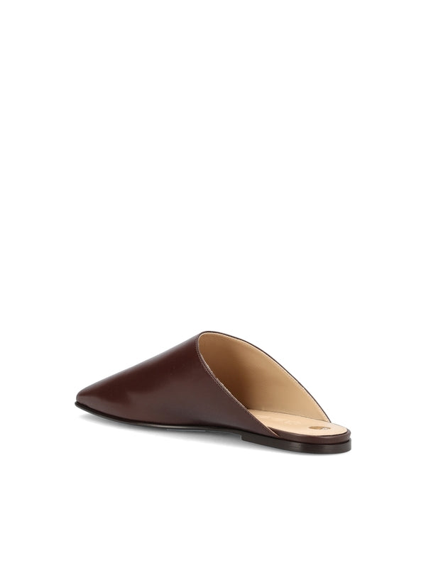 Square-toe Leather Mules