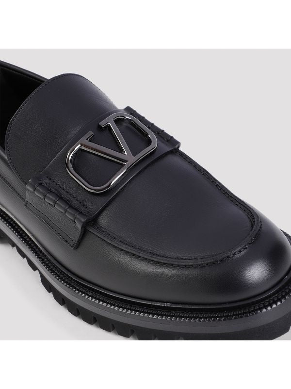 V Logo Leather Loafer