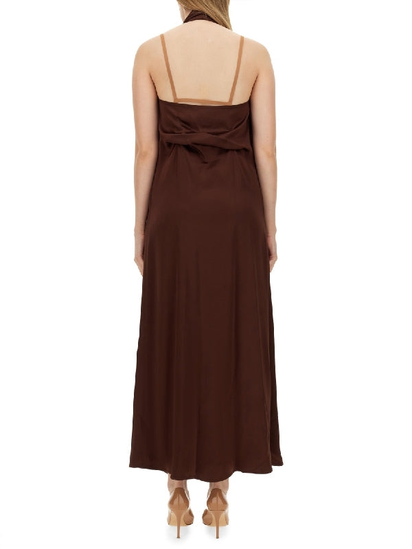 Brown Silk Long Dress