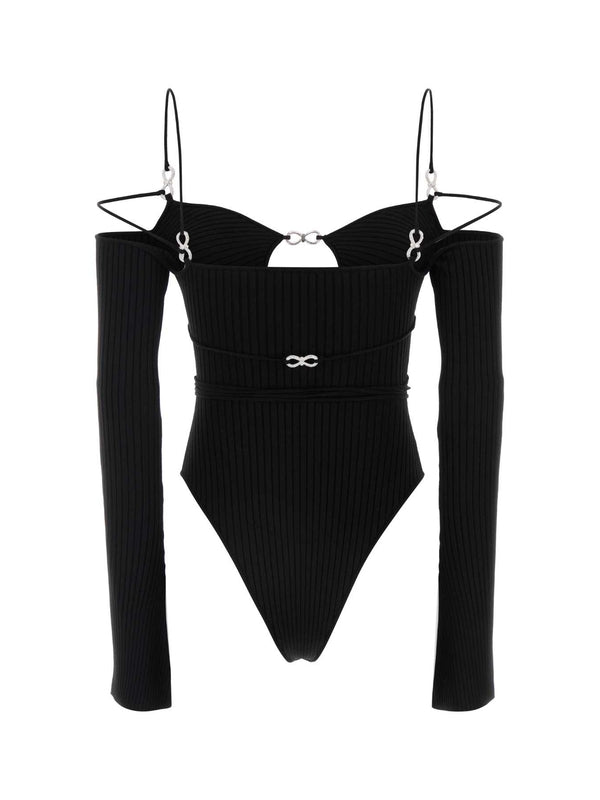 Crystal Bow Cutout Detail Bodysuit