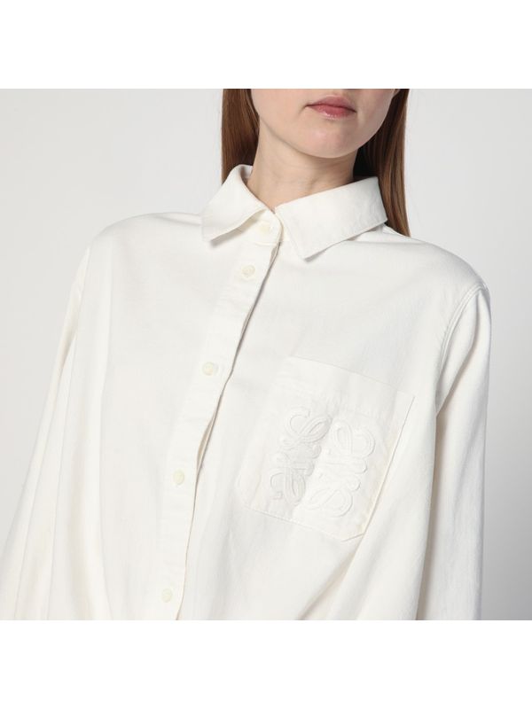 Anagram Embroidered Drawstring Denim Shirt