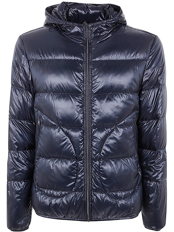 Quilted Nylon Hoodie Padded Jacket