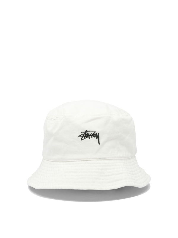 Stussy White Stock Bucket Hats