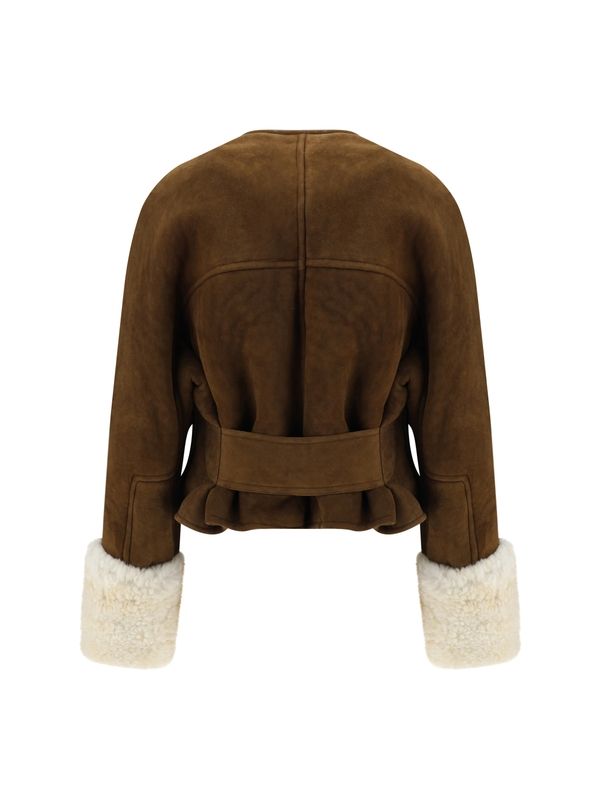 Collarless Shearling Jacket