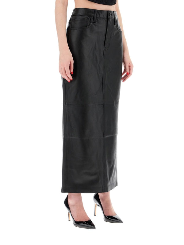 Lambskin Leather Long Skirt