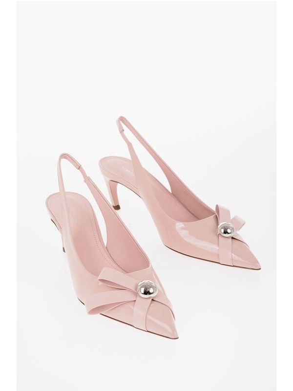 Pointed-Toe Leather Slingback Heels