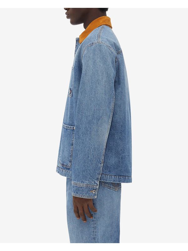 Suede Collar Denim Trucker Jacket