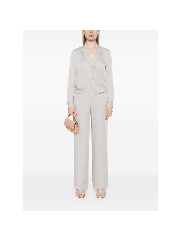 Gray Silk Wide Pants