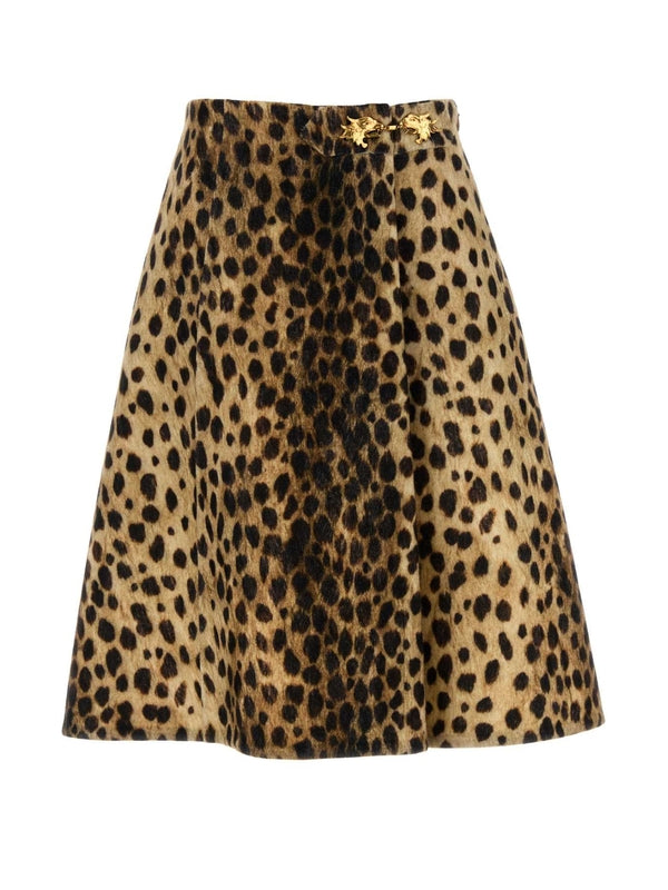 Animal Pattern Wool Skirt