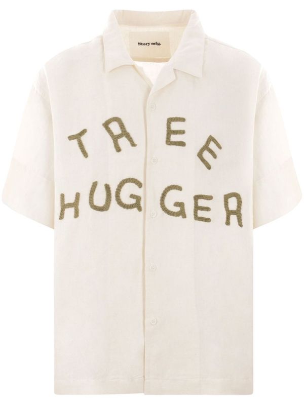 Greetings Cotton Linen Short-Sleeve Shirt