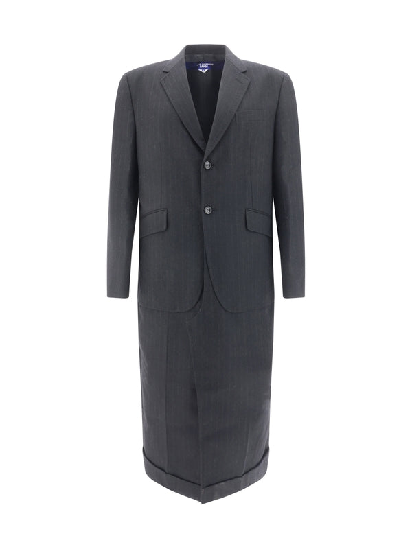 Pin Stripe Pattern Wool Single Coat