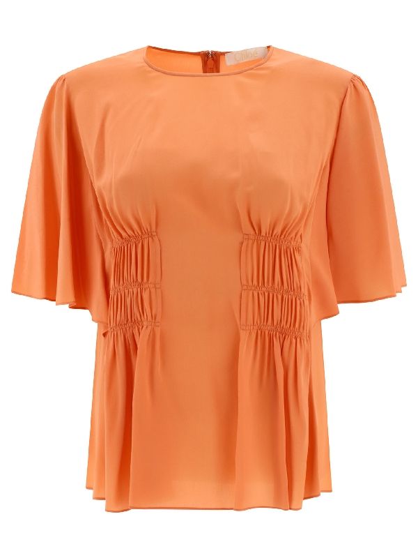 Wing Sleeve Silk Blouse