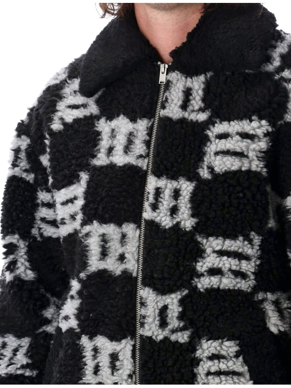 Monogram Fake Shearling Zip-Up
  Jacket