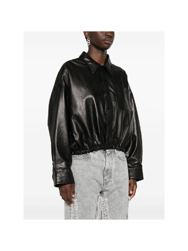 Crossover Utility Bubble Leather Jacket