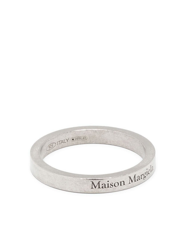 Engraved Logo Silver Ring