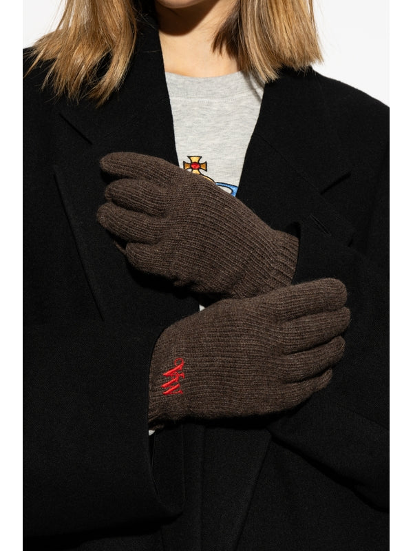 Logo Embroidered Cashmere Gloves