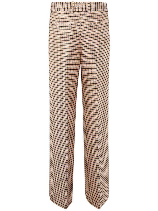 Check Pattern Wide Viscose Pants