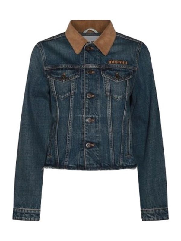 Logo Embroidered Cotton Denim Jacket