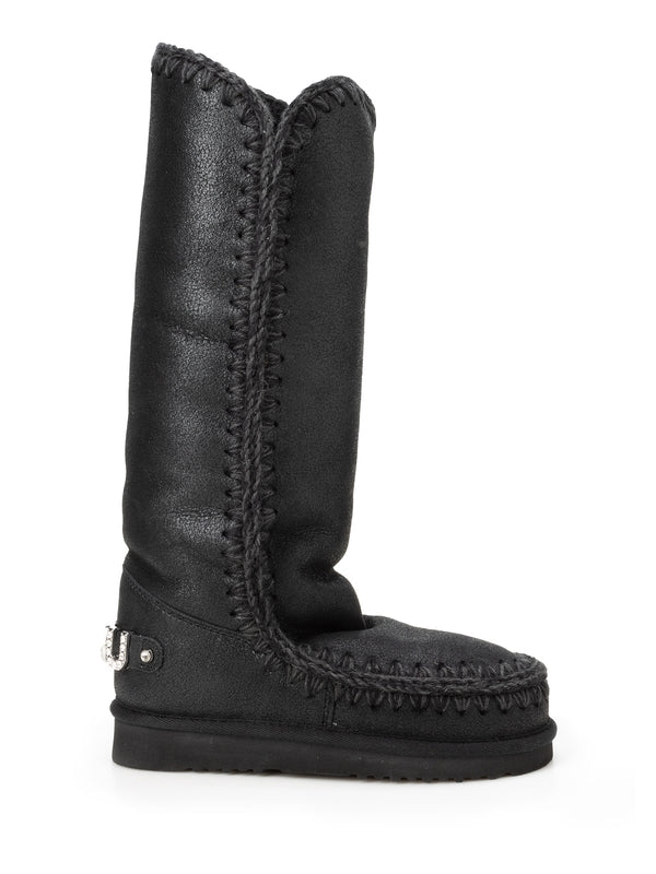 Eskimo 40 Rhinestone Logo Leather High Boots