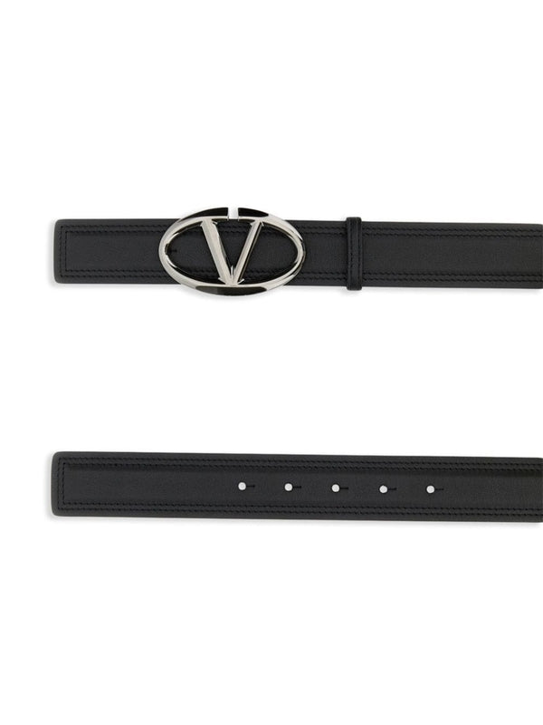 V Logo Leather Belt