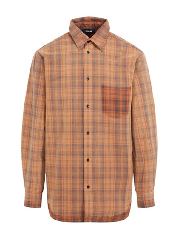 Back Logo Patch Check Cotton Shirt