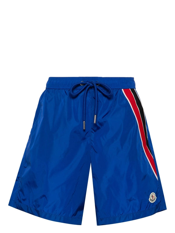 Logo Patch Stripe Swim Shorts