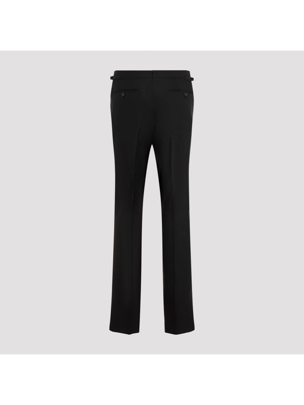 Black Wool Silk Tailored Pants