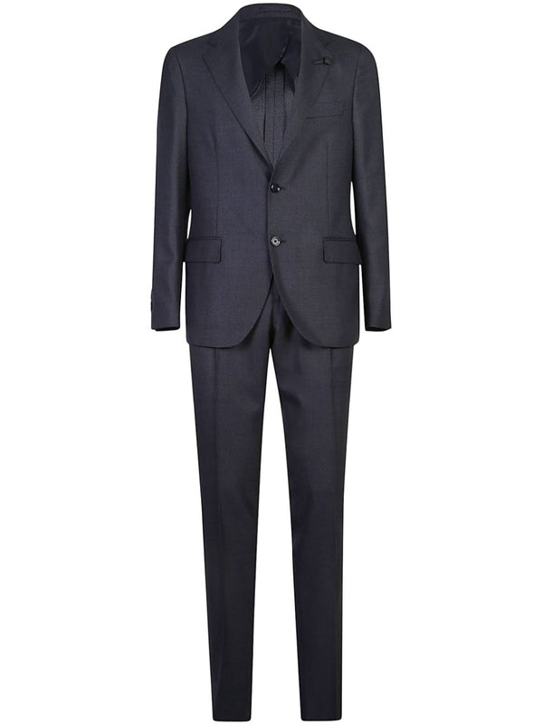 Navy Boutonniere Wool Suit Setup