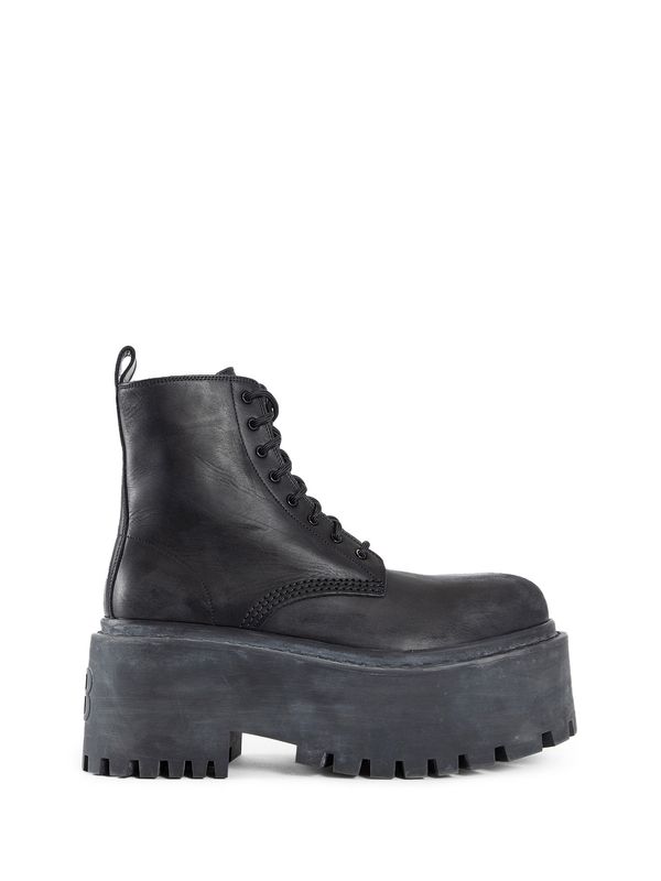 Washed Leather Lace-Up Boots