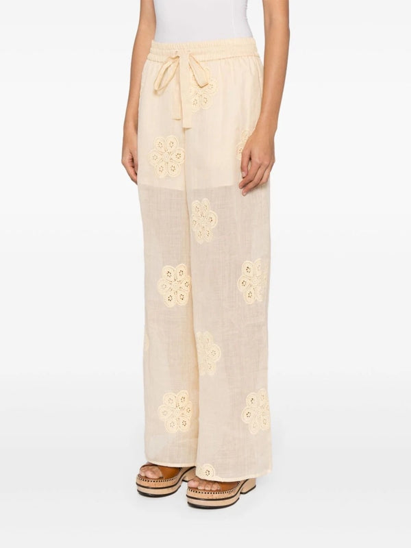 Acadian Flower Embroidery Pants