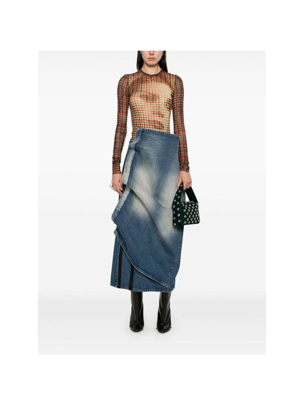 パネルディテールデニムスカート