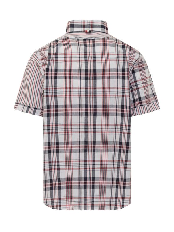 Stripe Check Mix Cotton Short Sleeve Shirt