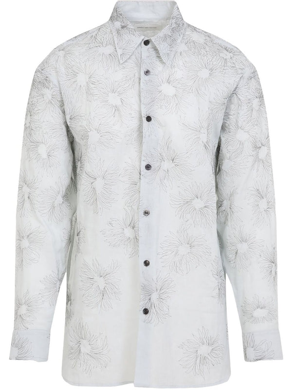 All-Over Floral Pattern Cotton Shirt